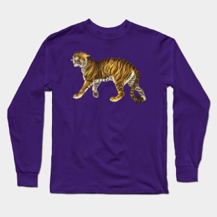 Wild Safari Tiger on Purple Background Long Sleeve T-Shirt